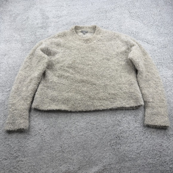 COS Sweaters - COS Sweater Women Medium Beige Cropped Boxy Oversized Mohair Wool Blend Pullover